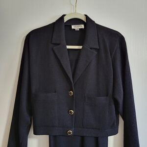 St. John Elegant Black Blazer with Gold Accents